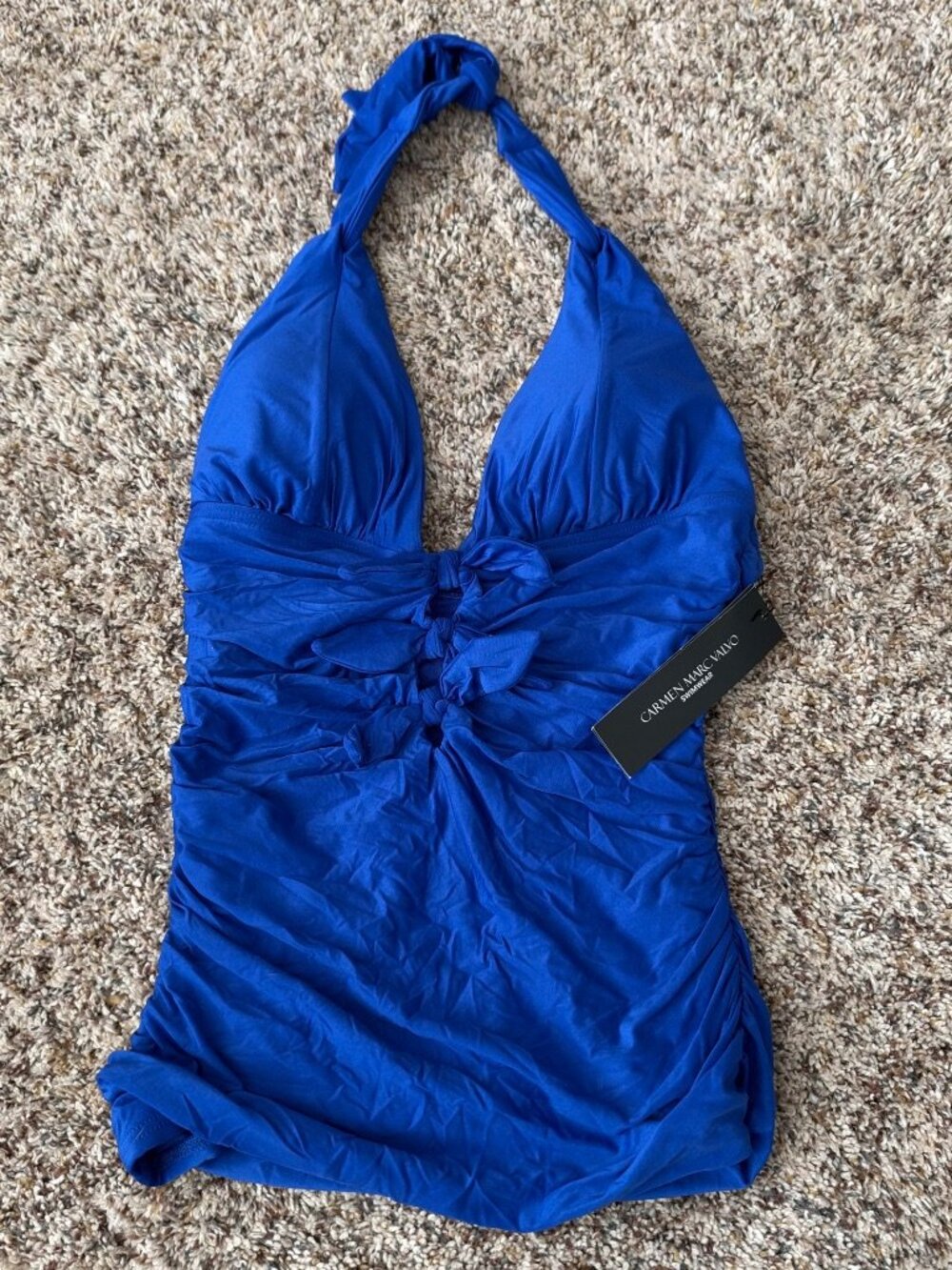Carmen Marc Valvo Women's Halter Bikini Swimsuit Top S NWT Royal Blue Beach